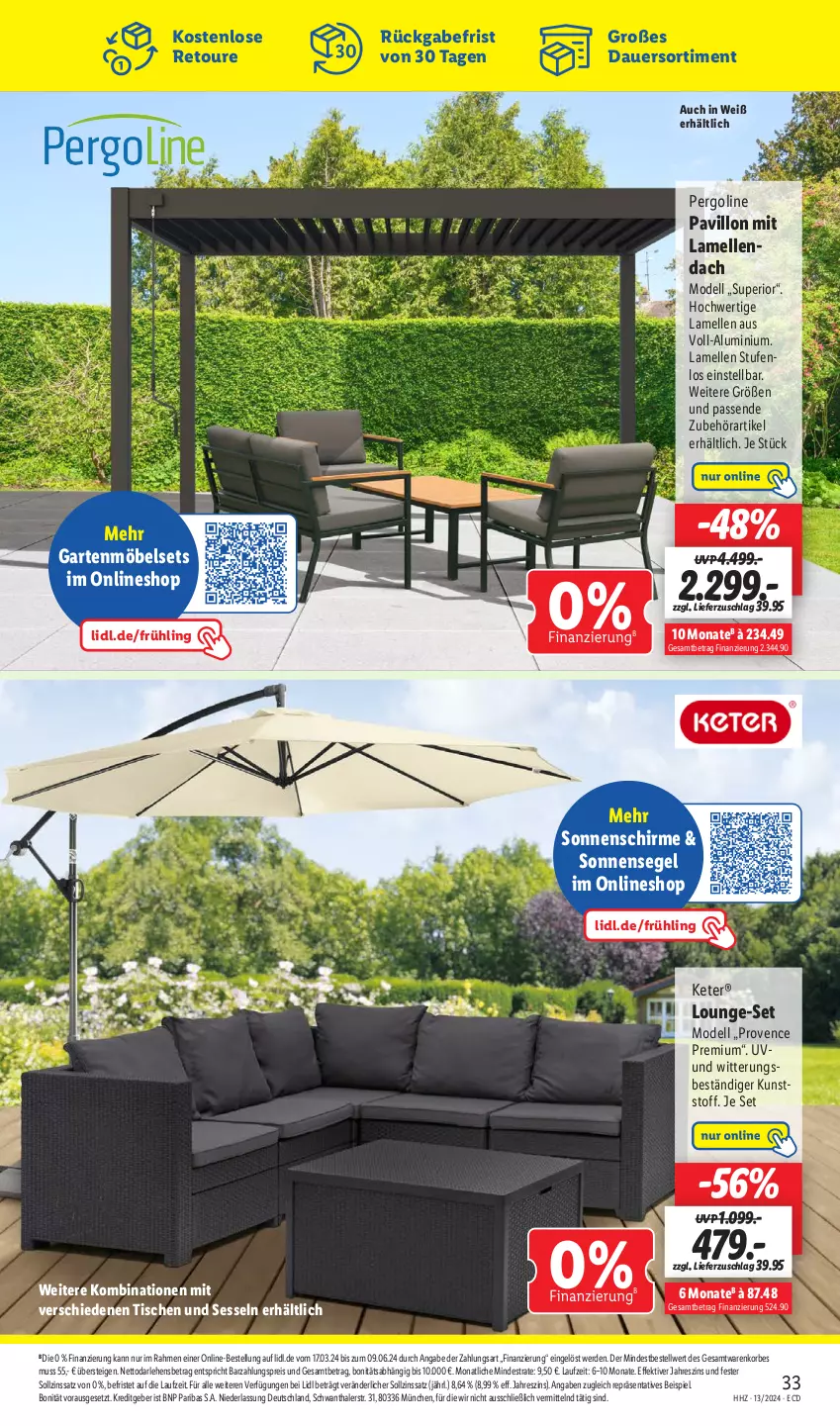 Aktueller Prospekt Lidl - Aktionsprospekt - von 25.03 bis 30.03.2024 - strona 41 - produkty: auer, dell, eis, elle, erde, Garten, gartenmöbel, korb, lounge-set, möbel, Mode, pavillon, reis, schirme, sessel, sonnenschirm, sonnensegel, Ti, tisch