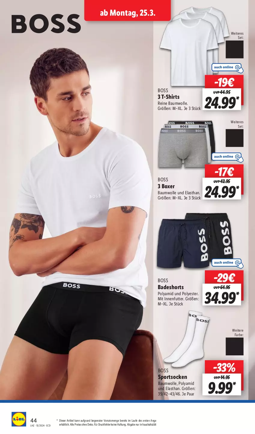 Aktueller Prospekt Lidl - Aktionsprospekt - von 25.03 bis 30.03.2024 - strona 54 - produkty: angebot, Bad, badeshorts, Bau, baumwolle, boss, dell, eis, elle, Mode, reine baumwolle, reis, shirt, shirts, shorts, socken, Sport, sportsocken, T-Shirt, Ti, wolle, ZTE