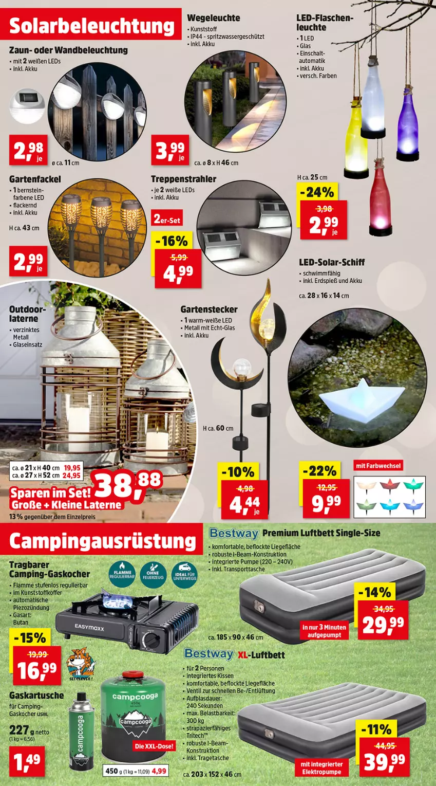 Aktueller Prospekt Thomas Philipps - von 26.02 bis 02.03.2024 - strona 6 - produkty: akku, auer, auto, beleuchtung, bestway, bett, eis, elle, flasche, Garten, Gartenfackel, kissen, Kocher, koffer, lack, Lacke, lamm, laterne, leds, Leuchte, Liege, luftbett, reis, Schal, Tasche, Ti, tisch, tragetasche, wasser