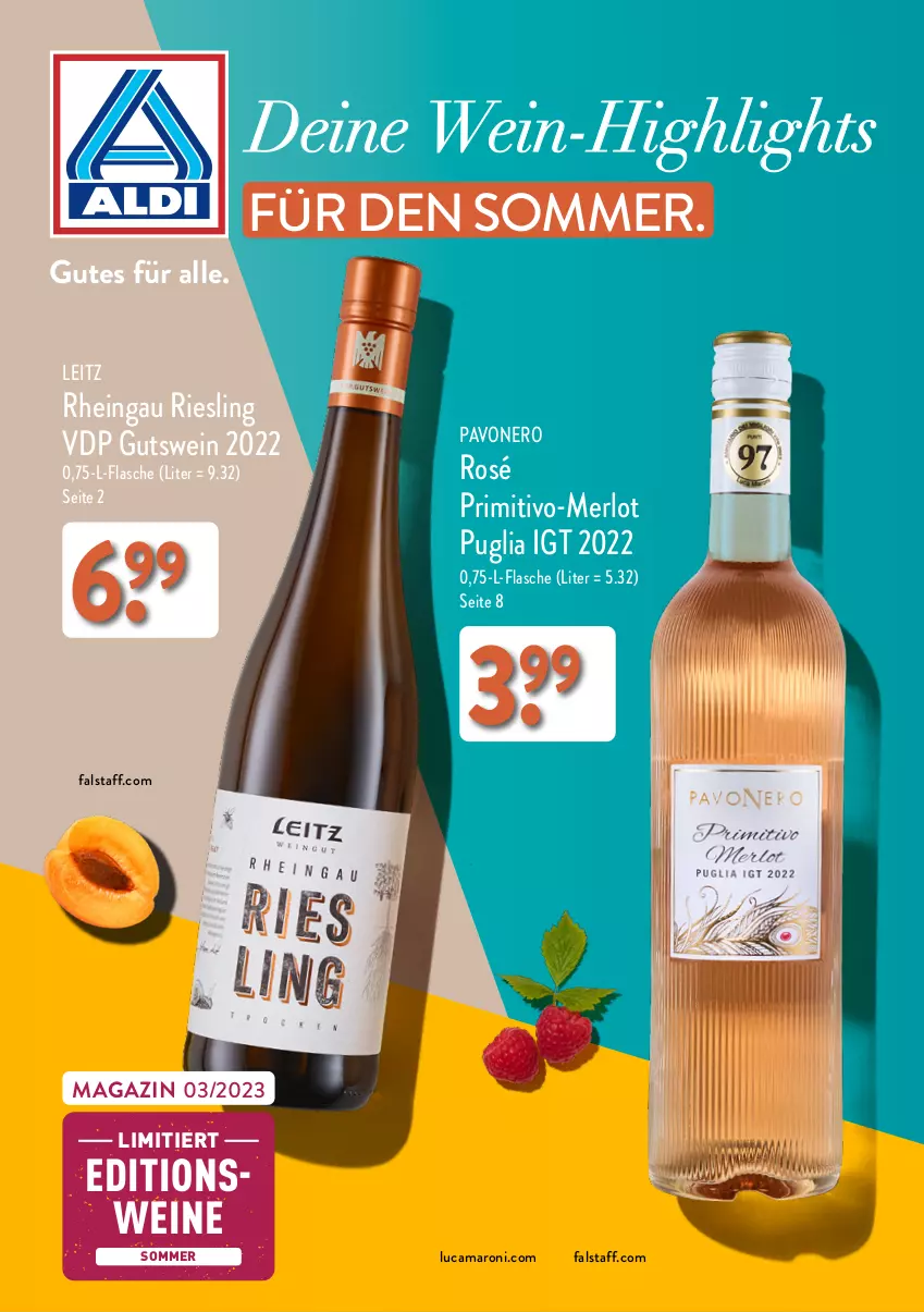 Aktueller Prospekt Aldi Nord - ALDI Editionsweine - von 01.06 bis 31.08.2023 - strona 1 - produkty: amaro, flasche, leitz, magazin, merl, merlot, nero, primitivo, riesling, Ti, wein, weine