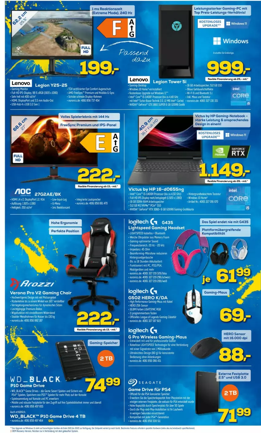 Aktueller Prospekt Euronics - Prospekte - von 02.02 bis 09.02.2022 - strona 2 - produkty: bett, Betten, eier, elle, ente, erde, festplatte, geforce, Headset, hero, HP, Intel, lack, latte, LG, logitech, Maus, nvidia, ps4, rel, rtx, rückenlehne, spee, Spiele, tee, Ti, usb