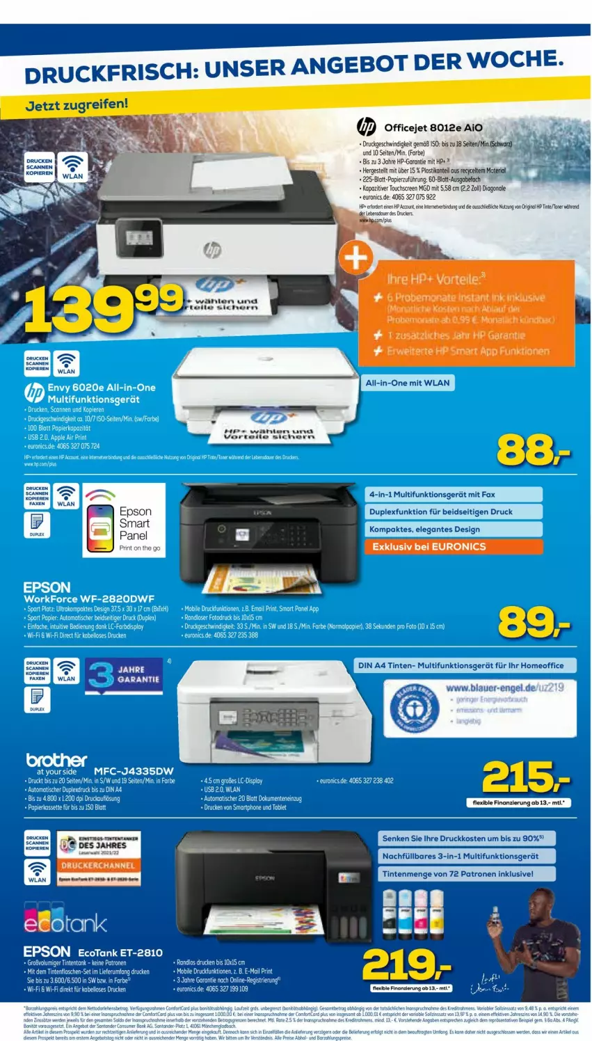 Aktueller Prospekt Euronics - Prospekte - von 02.02 bis 09.02.2022 - strona 5 - produkty: angebot, asti, din a4, epson, HP, office, OfficeJet, Ti, touchscreen