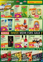 Gazetka promocyjna Norma - Norma - Gazetka - ważna od 19.09 do 19.09.2022 - strona 11 - produkty: apfel, beutel, Birnen, Brandenburger äpfel, burger, creme, eis, erdnuss, flasche, fleisch, fleischwurst, frucht, Garten, hartweizen, hering, Herings, knoblauch, kühlregal, limette, limetten, mac, Mett, metten, Nougatcreme, nudel, nudeln, nuss, obst, pils, radieschen, regal, reis, ring, rwe, sac, schoko, schokolade, schokoladen, schwein, Ti, tiefpreis, vanille, wein, wiener, Wild, Wildschwein, wurst