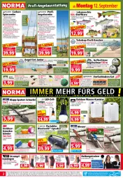 Gazetka promocyjna Norma - Norma - Gazetka - ważna od 19.09 do 19.09.2022 - strona 2 - produkty: akku, auto, batterie, batterien, Bau, Beba, Bebe, brie, edelstahl, eier, eis, elle, erde, Ergee, filet, fisch, forelle, gin, gürteltasche, gutschein, Kescher, kleid, Kleidung, Knicklicht, kraft, Kugel, Lampe, lebensmittel, led-licht, leds, LG, messer, ndk, orange, reis, rel, Ria, ring, rum, rwe, Spaten, Sport, sporttasche, Stier, Tasche, taschen, Teleskop, Ti, Tiere, tisch, usb, wasser, Wels, Zander, Zelt