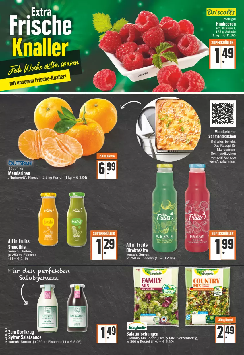 Aktueller Prospekt Edeka - Angebote der Woche - von 26.09 bis 01.10.2022 - strona 2 - produkty: balsam, balsamico, beere, beeren, beutel, elle, flasche, himbeer, himbeere, himbeeren, kuchen, mandarine, mandarinen, ndk, nuss, rezept, salat, salatsauce, sauce, Schal, Schale, schmand, smoothie, tee, Ti