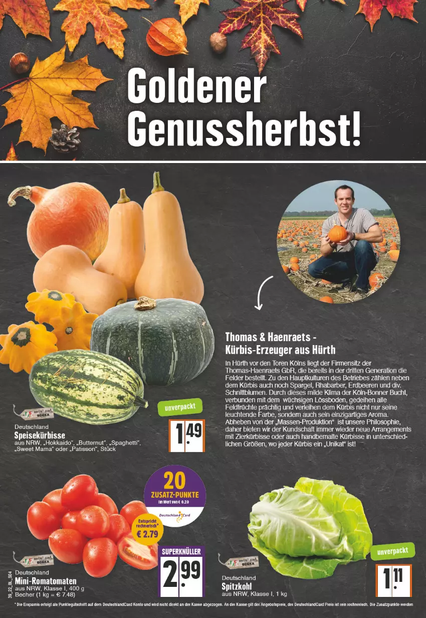 Aktueller Prospekt Edeka - Angebote der Woche - von 26.09 bis 01.10.2022 - strona 4 - produkty: beere, beeren, blume, blumen, buch, butter, eis, erdbeere, erdbeeren, früchte, Kürbis, Leuchte, leuchten, mam, nuss, rhabarber, Romatomaten, spaghetti, spargel, spitzkohl, tee, Ti, tomate, tomaten, Zelt