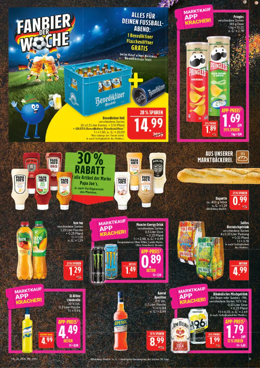 Aktueller Prospekt Marktkauf - Prospekt - von 21.06 bis 27.06.2026 - strona 15 - produkty: alkohol, ball, Benediktiner, eier, eis, flasche, flaschenöffner, getränk, jim beam, reis, Ti