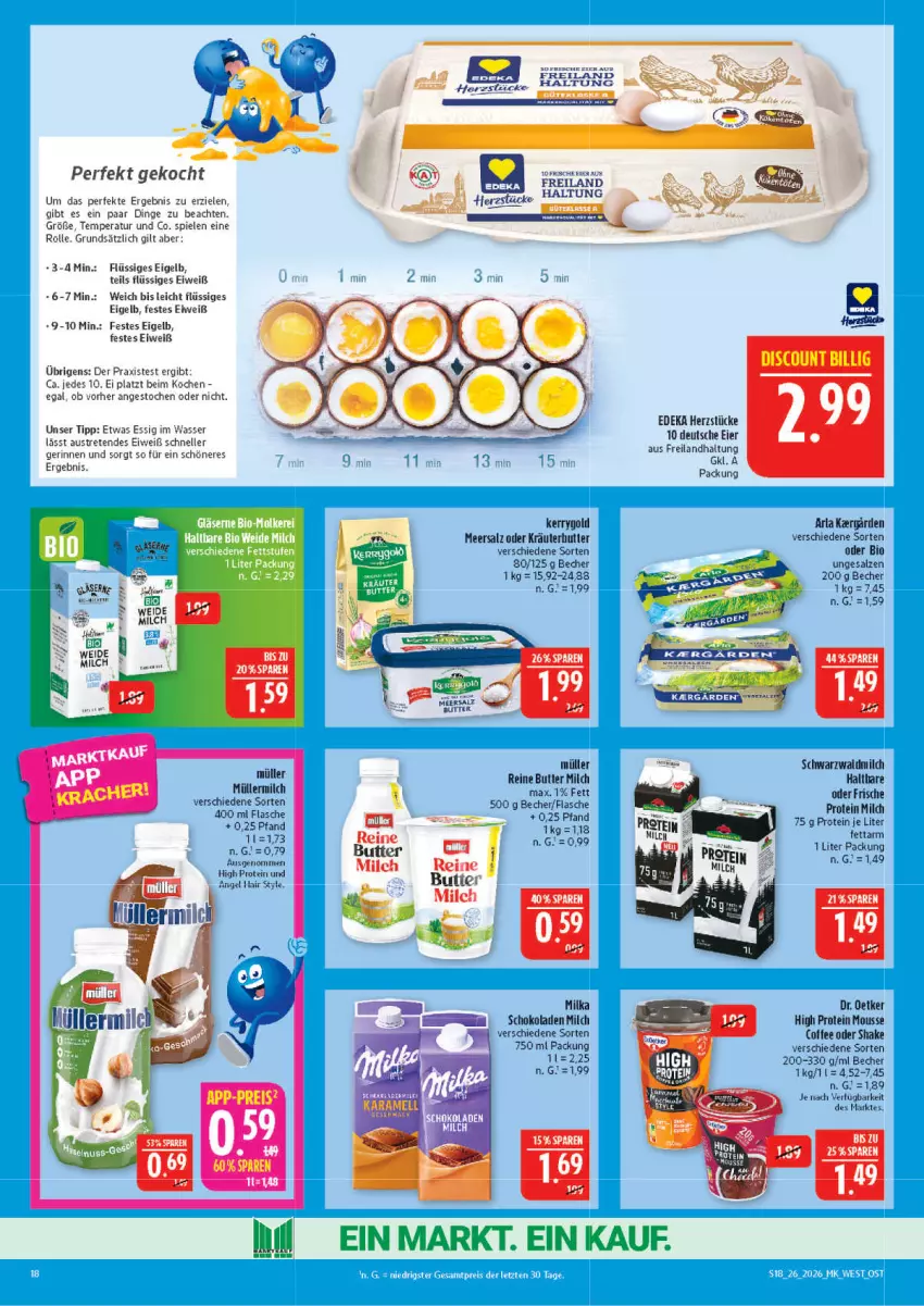 Aktueller Prospekt Marktkauf - Prospekt - von 21.06 bis 27.06.2026 - strona 18 - produkty: arla, aust, Becher, bio, butter, deka, Dr. Oetker, eier, elle, essig, flasche, Gläser, kerrygold, kräuter, meersalz, milch, milka, milka schokolade, mousse, Müller, müllermilch, oder kräuter, salz, schoko, schokolade, schokoladen, shake, Spiele, Ti, wasser