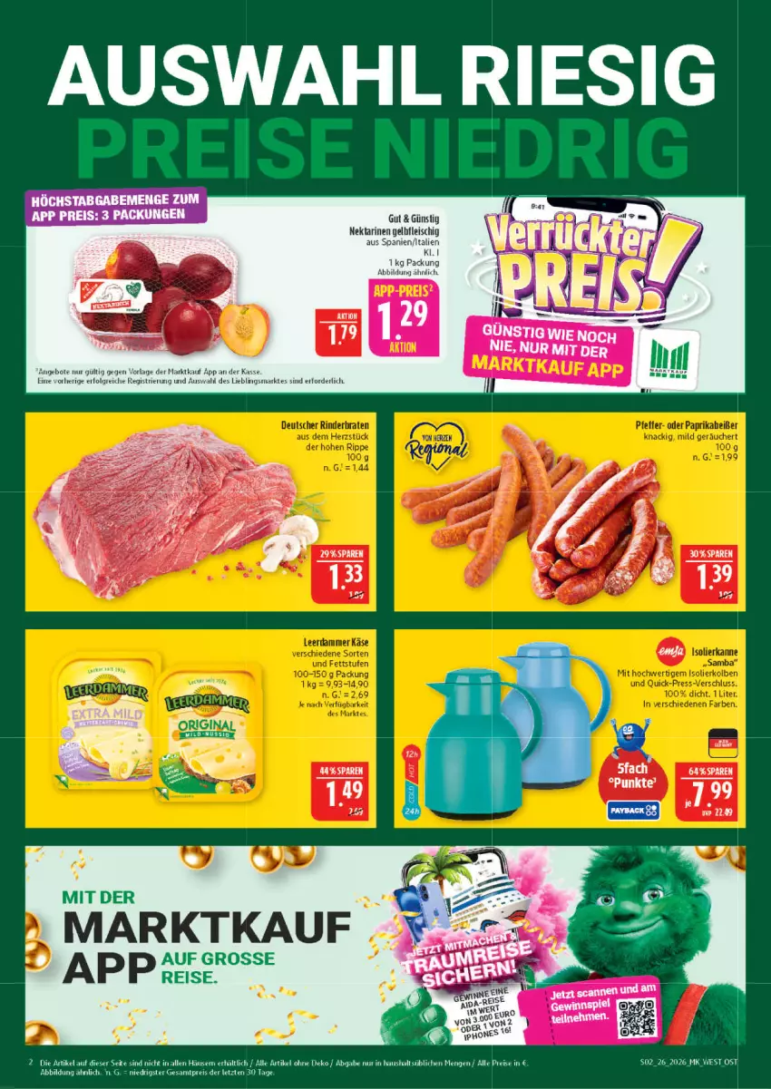 Aktueller Prospekt Marktkauf - Prospekt - von 21.06 bis 27.06.2026 - strona 2 - produkty: angebot, angebote, eis, fleisch, LG, Nektar, nektarinen, reis, Ti, ZTE