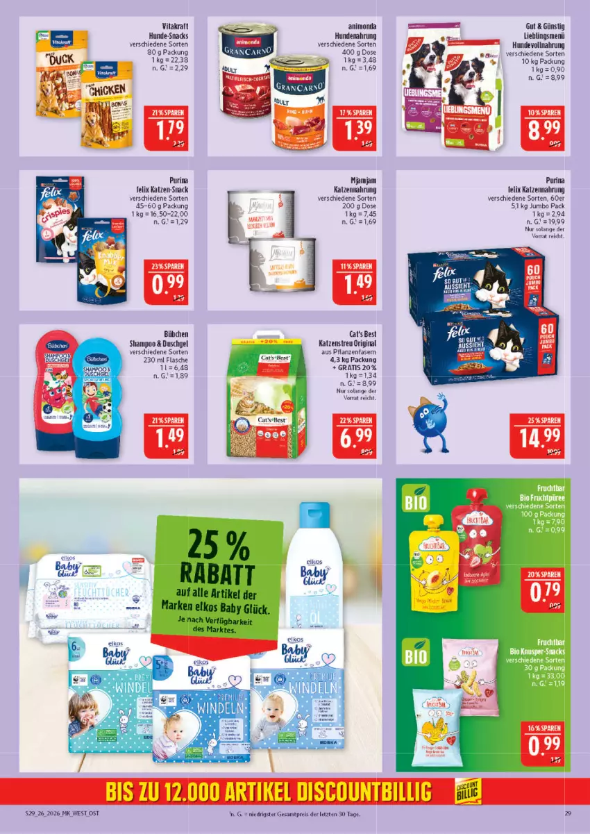 Aktueller Prospekt Marktkauf - Prospekt - von 21.06 bis 27.06.2026 - strona 29 - produkty: bübchen, duschgel, eis, felix, flasche, gin, hundenahrung, jumbo, katzennahrung, Katzenstreu, kraft, pflanze, pflanzen, purina, reis, shampoo, snack, snacks, Ti, vita, vitakraft, ZTE