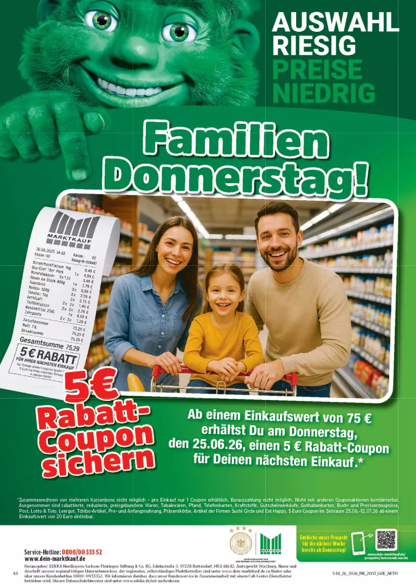 Aktueller Prospekt Marktkauf - Prospekt - von 21.06 bis 27.06.2026 - strona 44 - produkty: buch, coupon, deka, eis, ente, guthabenkarte, gutschein, gutscheine, kraft, rabatt-coupon, reis, ring, sac, Sushi, Tchibo, telefon, Ti
