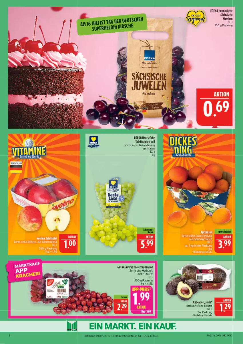 Aktueller Prospekt Marktkauf - Prospekt - von 21.06 bis 27.06.2026 - strona 8 - produkty: Bad, deka, eis, ente, kirsch, kirsche, kirschen, reis, tafeltrauben, Ti, trauben, ZTE