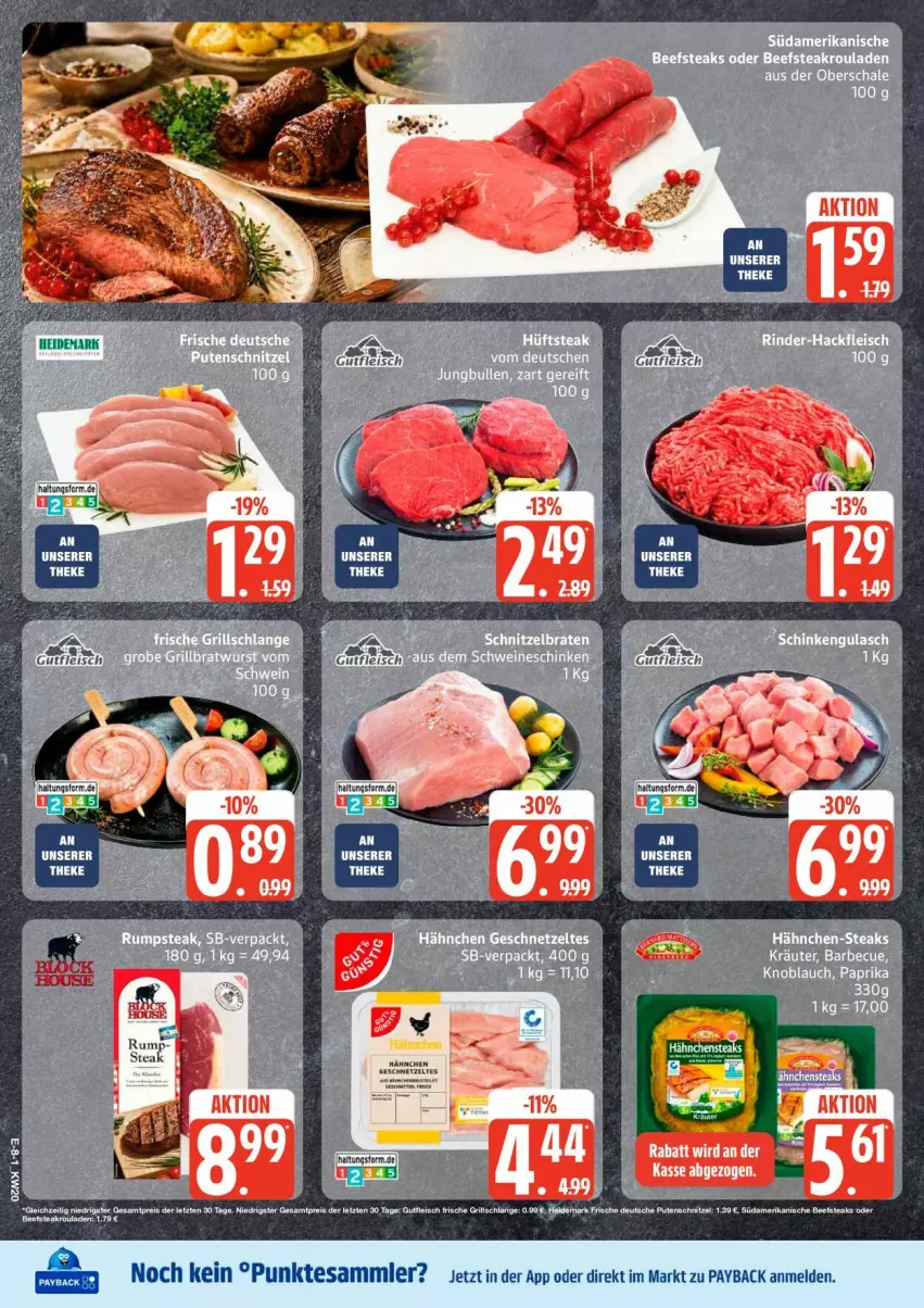 Aktueller Prospekt Edeka - Prospekte - von 11.05 bis 16.05.2026 - strona 12 - produkty: barbecue, beef, braten, chia, eis, fleisch, geschnetzeltes, gulasch, knoblauch, kräuter, paprika, payback, reis, rouladen, Schal, Schale, schinken, steak, steaks, tesa, Ti, Zelt, ZTE