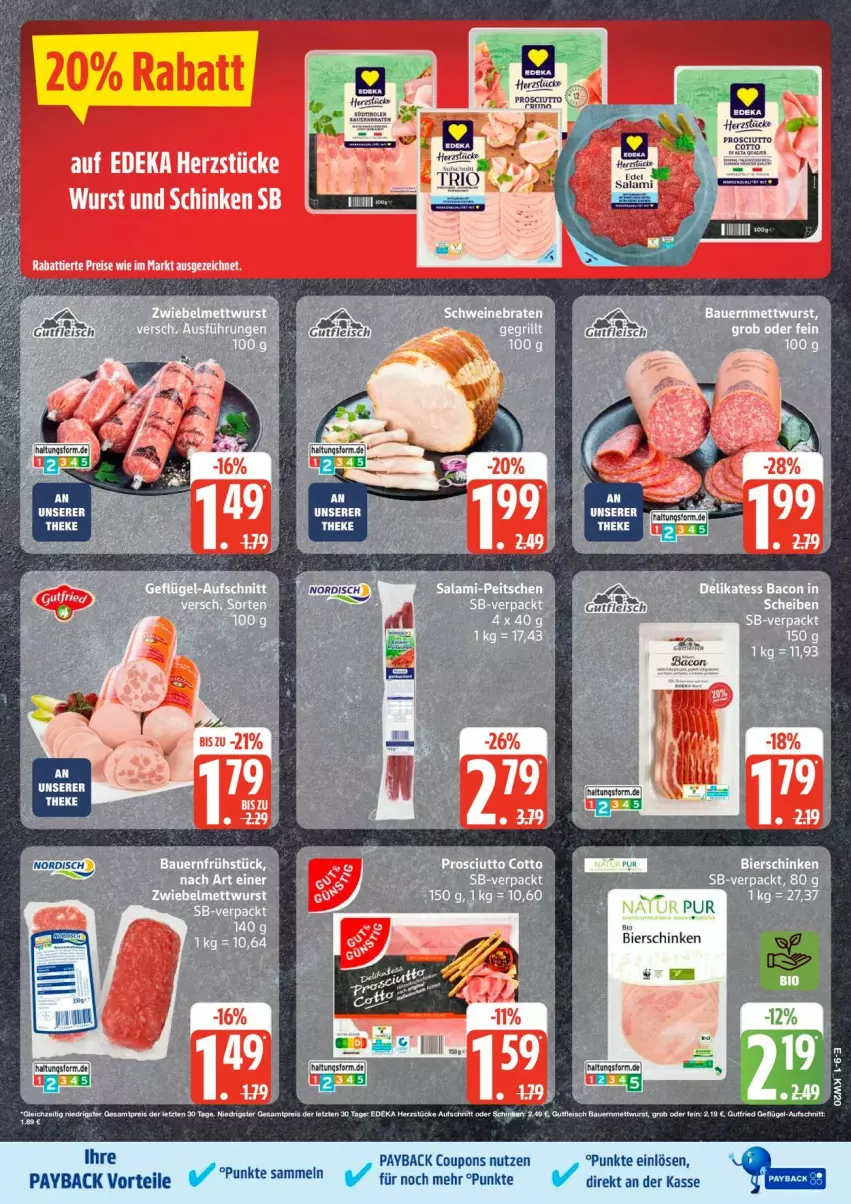 Aktueller Prospekt Edeka - Prospekte - von 11.05 bis 16.05.2026 - strona 13 - produkty: bier, bierschinken, coupon, coupons, payback, prosciutto, schinken, wurst