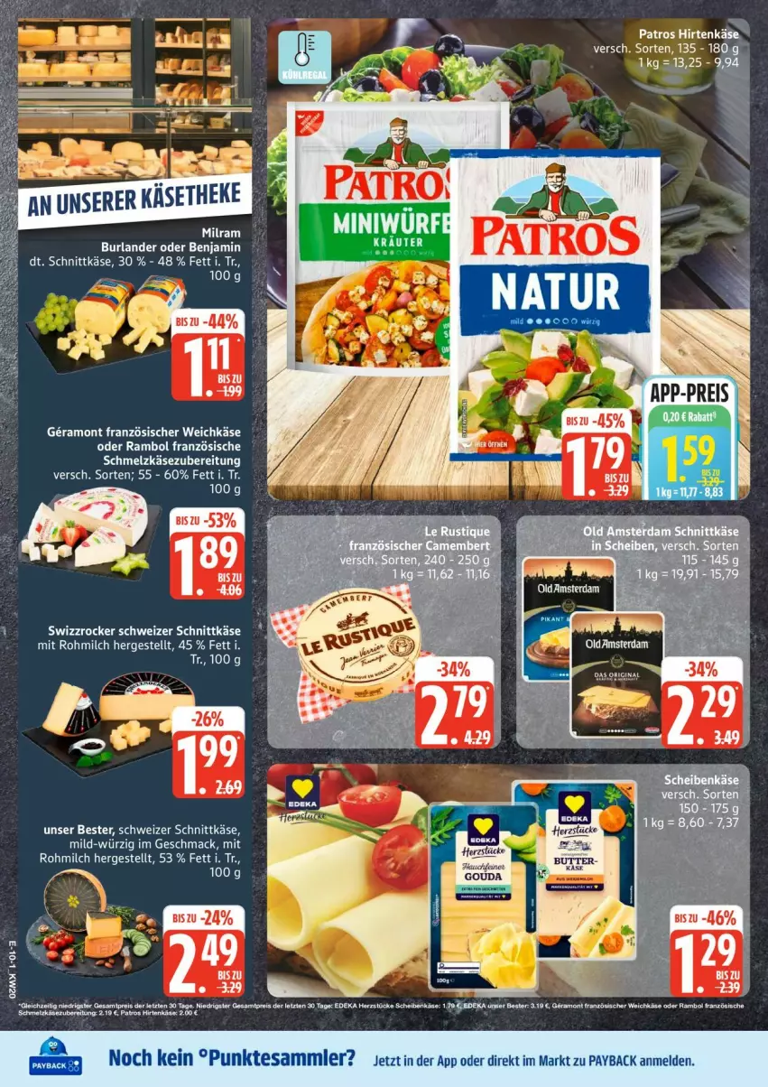 Aktueller Prospekt Edeka - Prospekte - von 11.05 bis 16.05.2026 - strona 15 - produkty: burlander, französischer weichkäse, hirtenkäse, Käse, LG, mac, milch, patros, payback, rel, Schmelzkäse, schmelzkäsezubereitung, schnittkäse, schweizer schnittkäse, Swizzrocker, tee, weichkäse