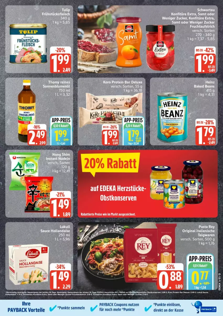 Aktueller Prospekt Edeka - Prospekte - von 11.05 bis 16.05.2026 - strona 18 - produkty: blume, blumen, coupon, coupons, eis, Konserven, lukull, obst, payback, reis, sauce, thomy
