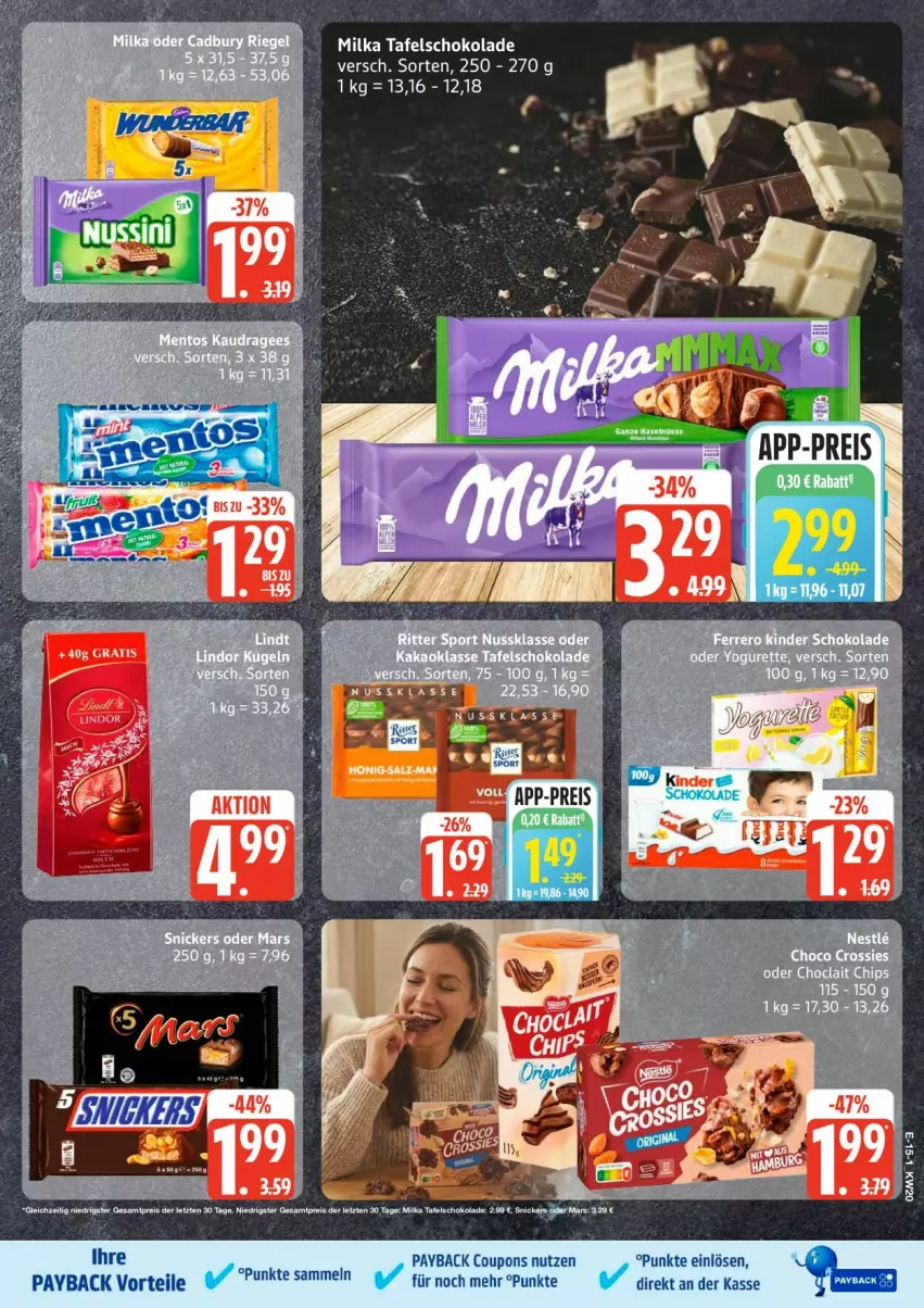 Aktueller Prospekt Edeka - Prospekte - von 11.05 bis 16.05.2026 - strona 20 - produkty: coupon, coupons, eis, mars, milka, payback, reis, schoko, schokolade, tafelschokolade, Ti, ZTE