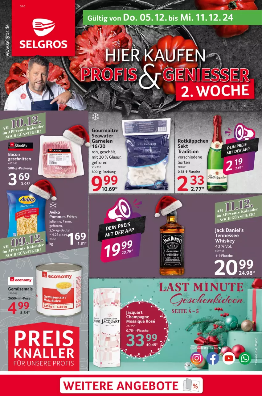 Aktueller Prospekt Selgros - Food - von 05.12 bis 11.12.2024 - strona 1 - produkty: angebot, angebote, bacon, champagne, flasche, garnelen, jack daniel, Jack Daniel’s, LG, rotkäppchen, schnitten, sekt, tee, Ti