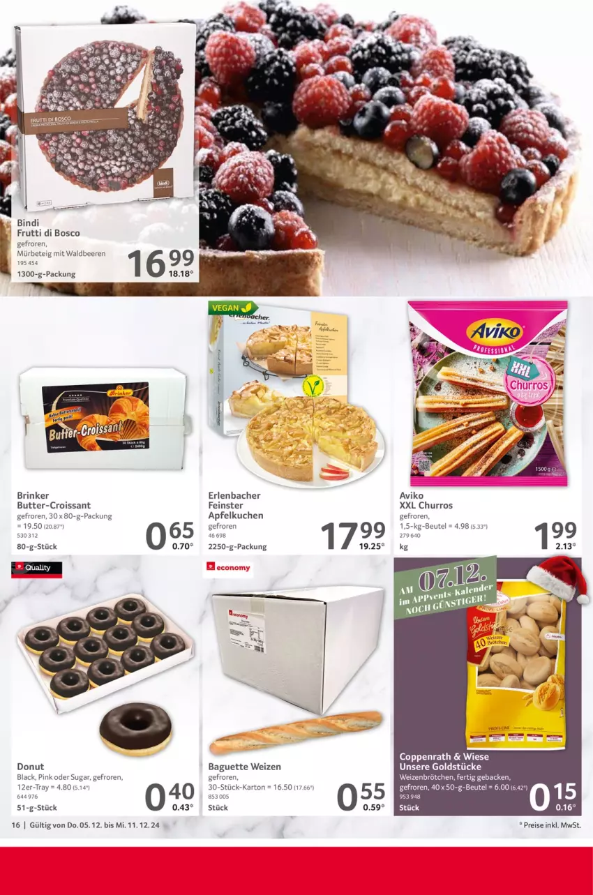 Aktueller Prospekt Selgros - Food - von 05.12 bis 11.12.2024 - strona 16 - produkty: apfel, Apfelkuchen, baguette, beere, beeren, beutel, brötchen, butter, coppenrath, Croissant, Donut, eis, geback, Goldstücke, kuchen, lack, reis, Ti, weizenbrötchen