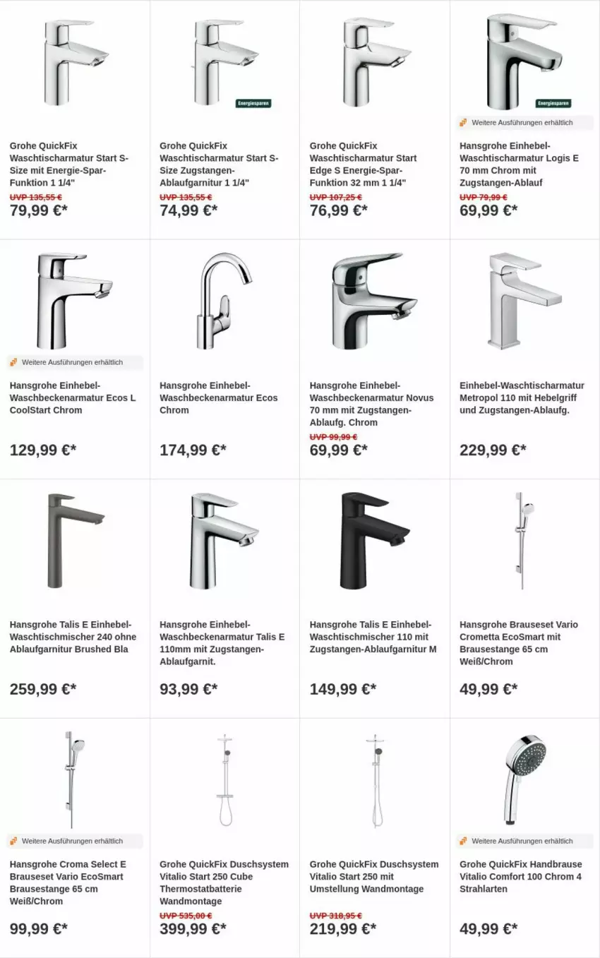 Aktueller Prospekt Obi - Prospekte - von 26.03 bis 03.04.2024 - strona 2 - produkty: armatur, batterie, brause, garnitur, grohe, handbrause, hansgrohe, LG, Metro, Mett, thermostat, Ti, tisch, vita, waschbecken, waschtisch, waschtischarmatur