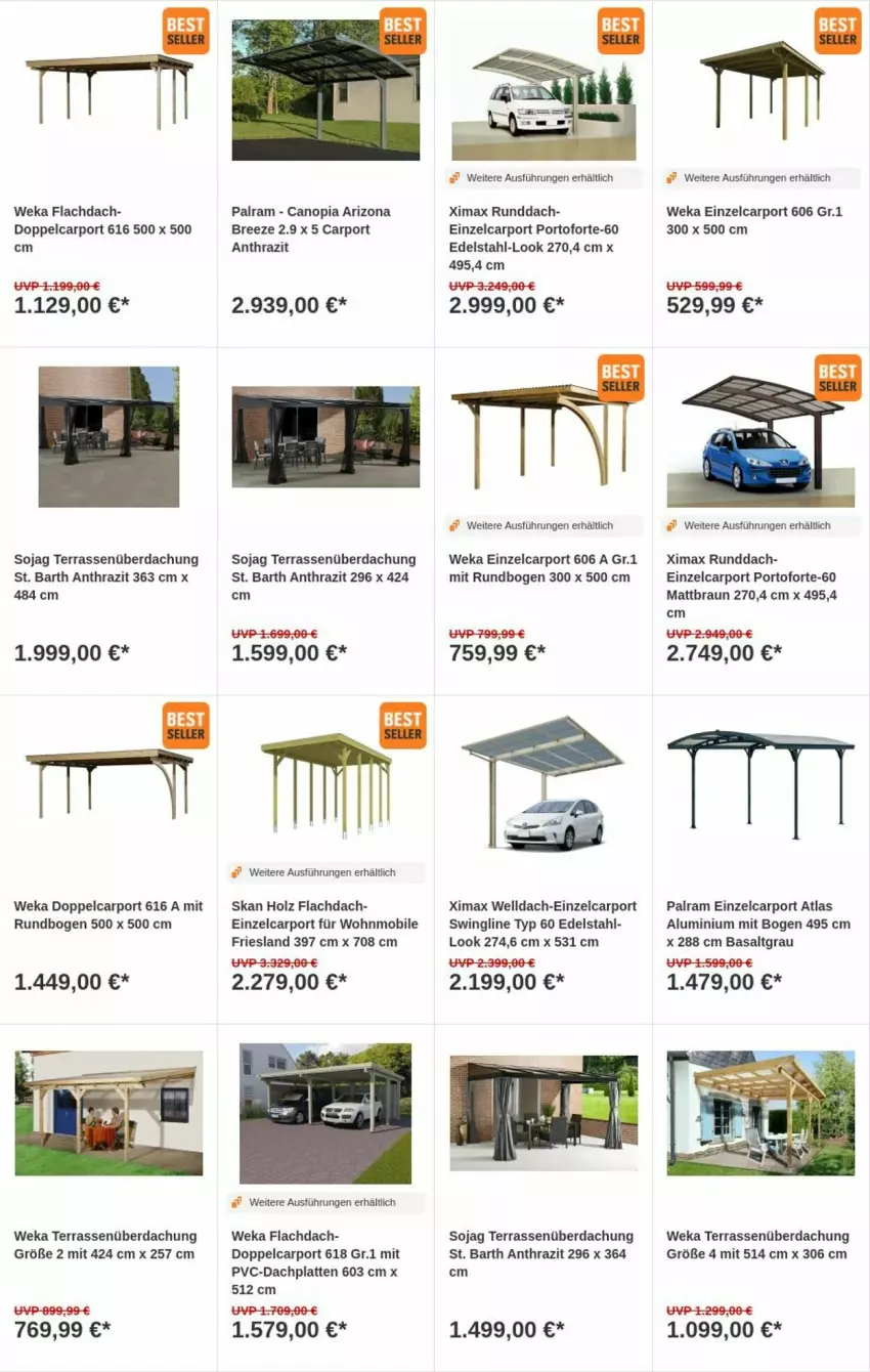 Aktueller Prospekt Obi - Prospekte - von 26.03 bis 03.04.2024 - strona 3 - produkty: braun, bree, Carport, edelstahl, Holz, HP, latte, soja, Terrassenüberdachung, weka