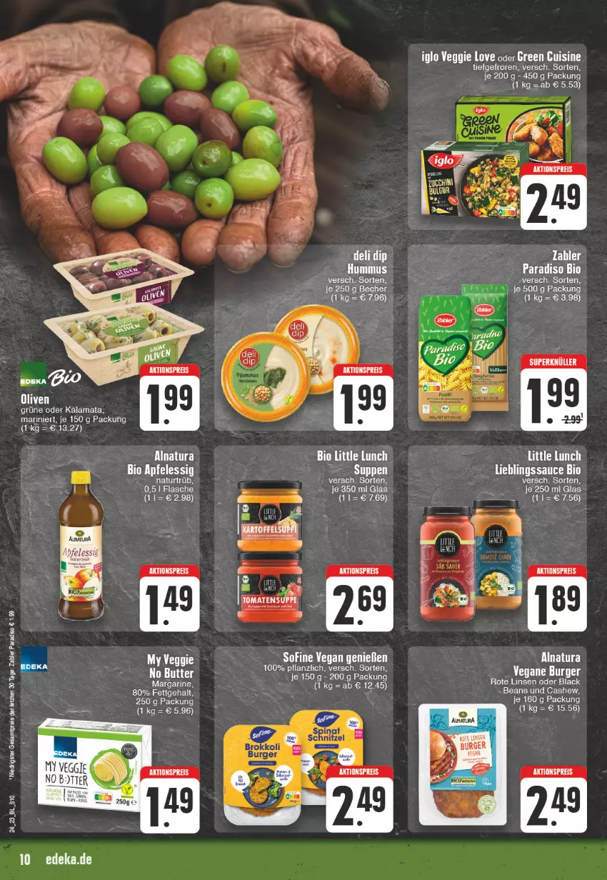 Aktueller Prospekt Edeka - Angebote der Woche - von 12.06 bis 17.06.2023 - strona 10 - produkty: aktionspreis, apfel, apfelessig, bio, brokkoli, Cashew, deka, dip, eis, essig, flasche, lack, linsen, margarine, natur, natura, reis, Rote Linsen, sauce, schnitzel, Ti, tomate, tomaten, veggie