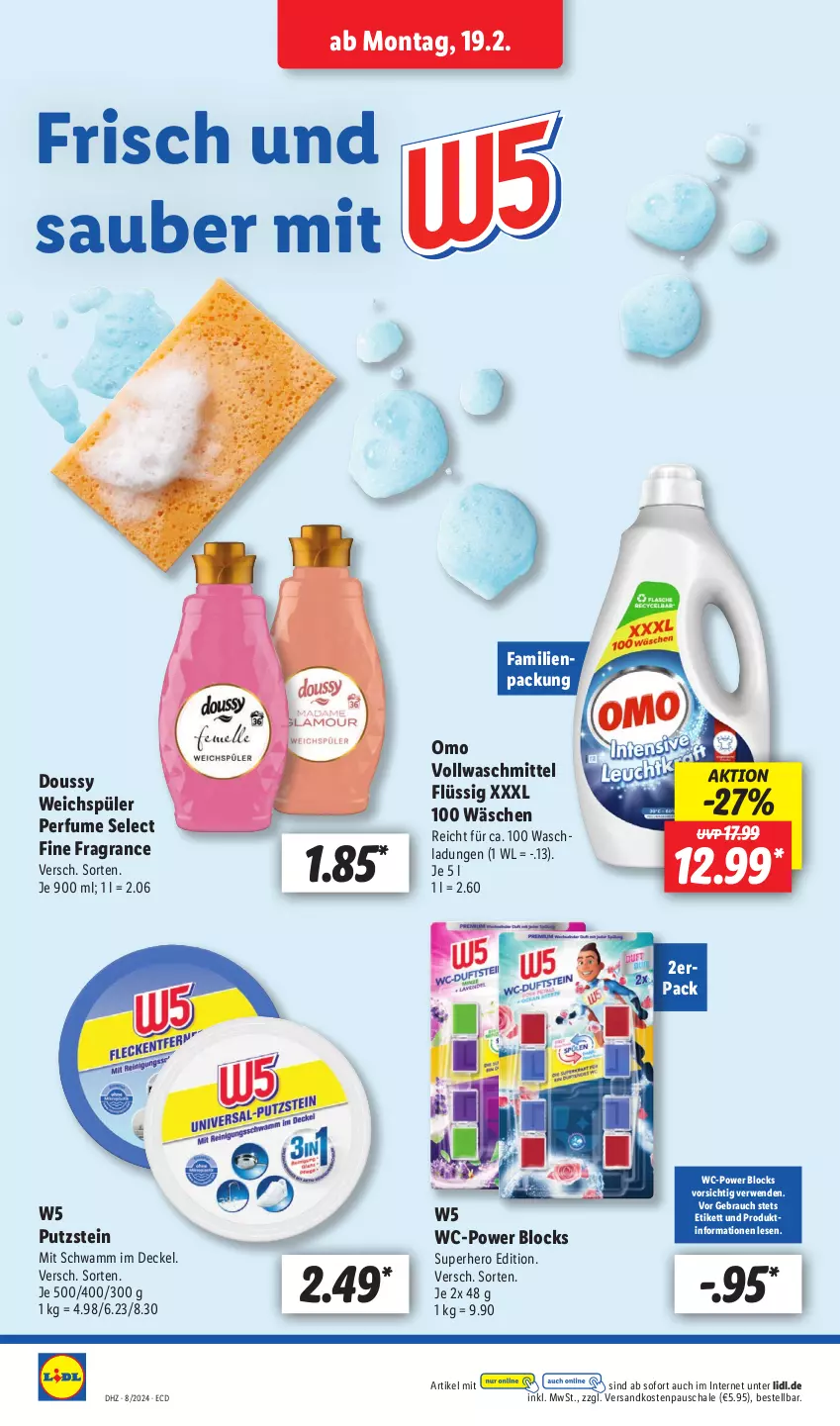 Aktueller Prospekt Lidl - Aktionsprospekt - von 19.02 bis 24.02.2024 - strona 18 - produkty: decke, Deckel, hero, ndk, Rauch, rwe, Schal, Schale, schwamm, Ti, vollwaschmittel, waschmittel, weichspüler