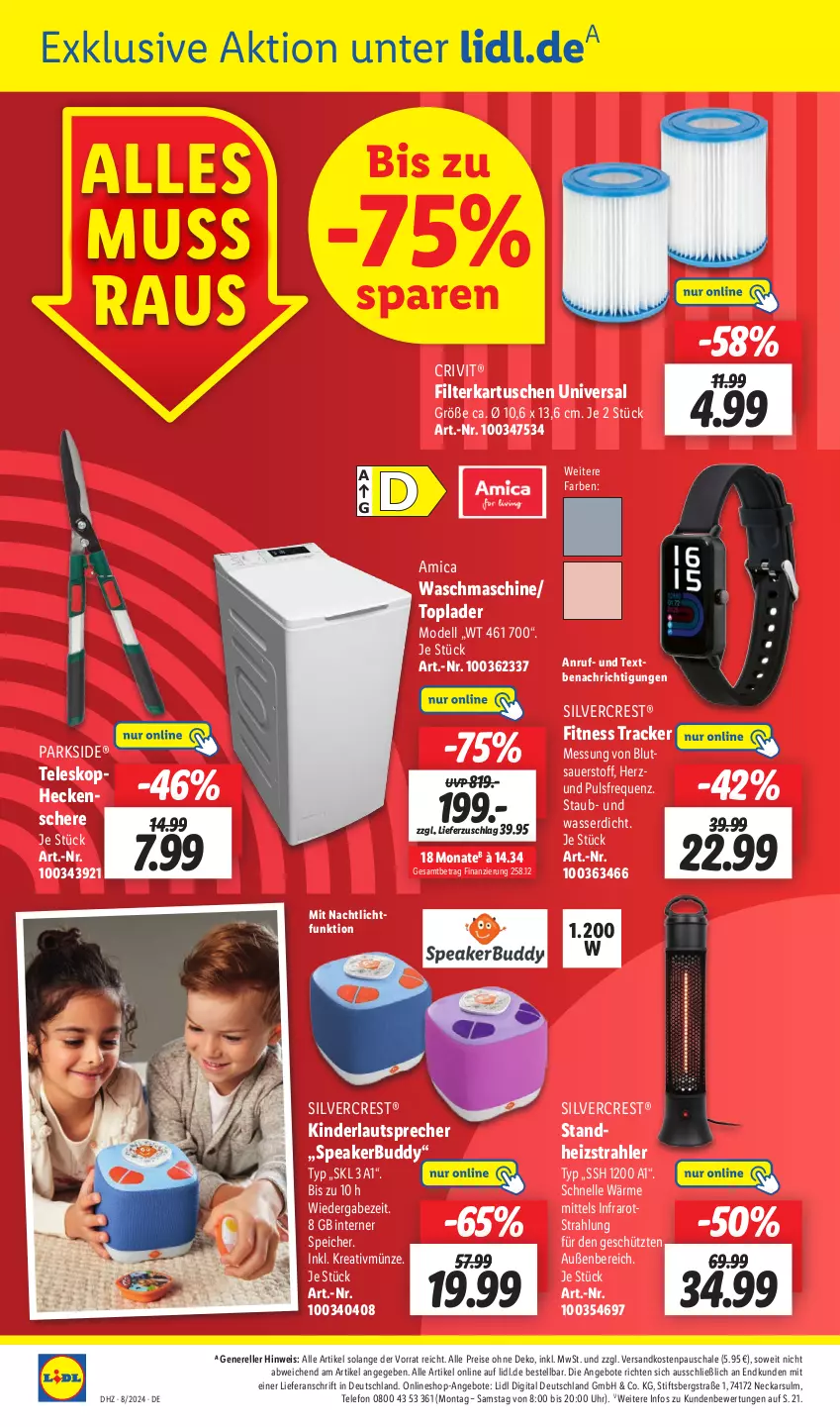 Aktueller Prospekt Lidl - Aktionsprospekt - von 19.02 bis 24.02.2024 - strona 24 - produkty: amica, angebot, angebote, auer, crivit, dell, eis, elle, filterkartuschen, fitness tracker, heckenschere, Kinder, lautsprecher, Mode, Nachtlicht, ndk, Parkside, reis, rel, Schal, Schale, Schere, silvercrest, telefon, Teleskop, Ti, Toplader, uhr, waschmaschine, wasser, ZTE