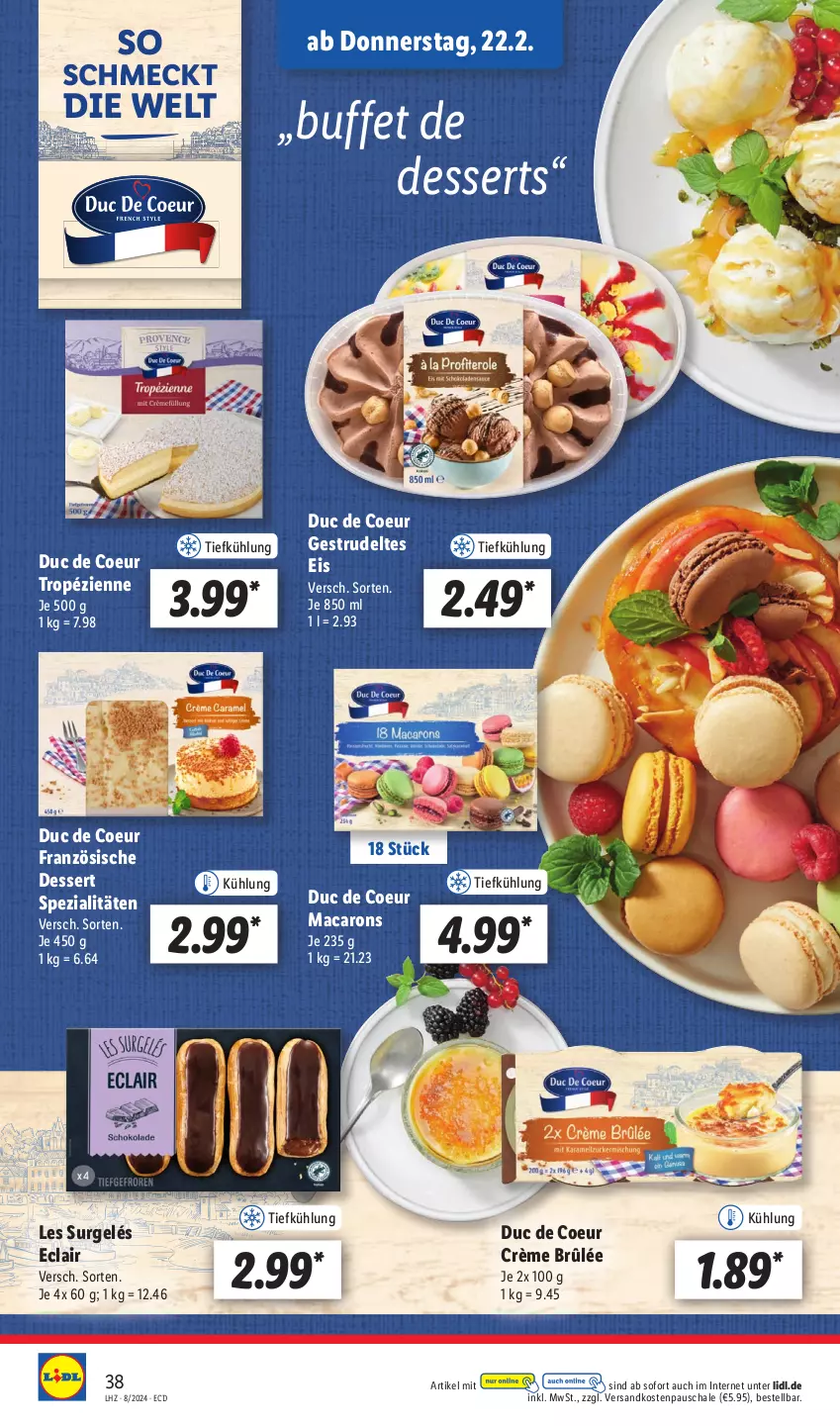 Aktueller Prospekt Lidl - Aktionsprospekt - von 19.02 bis 24.02.2024 - strona 52 - produkty: Crème Brûlée, dessert, desserts, eis, mac, Macarons, ndk, Schal, Schale, Spezi, Strudel, Ti