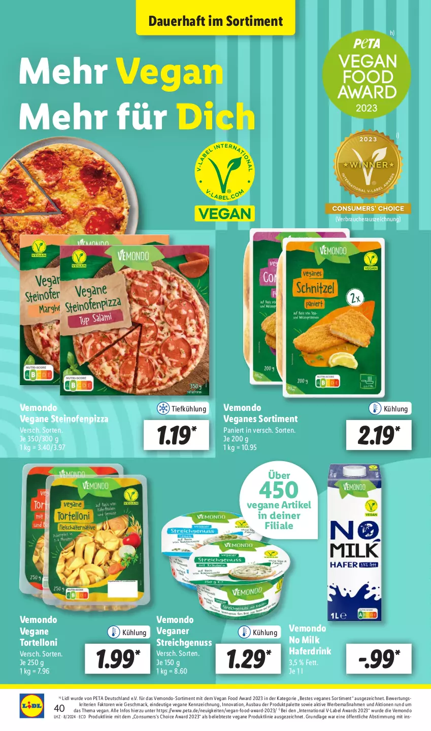 Aktueller Prospekt Lidl - Aktionsprospekt - von 19.02 bis 24.02.2024 - strona 56 - produkty: auer, Bau, drink, hafer, Haferdrink, mac, nuss, Ofen, Palette, pizza, Rauch, steinofen, Ti, torte, tortelloni, usb