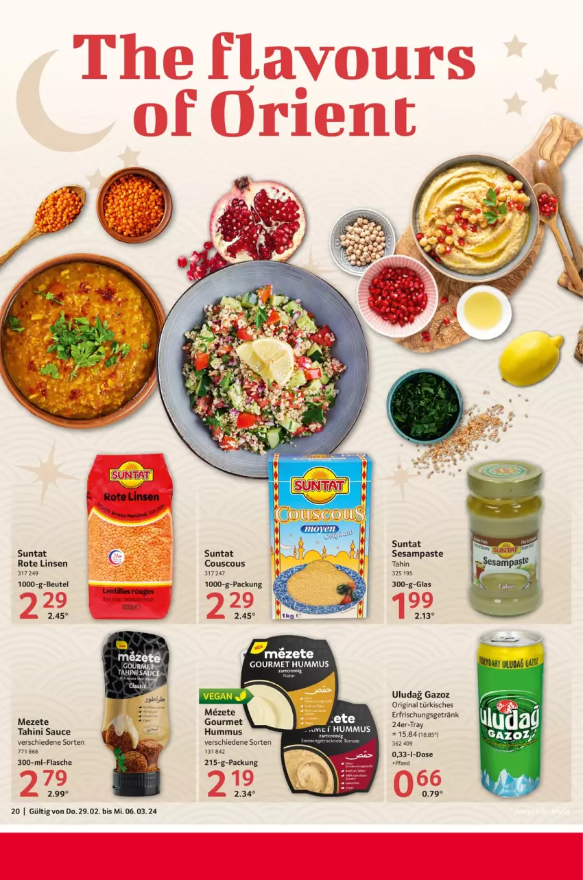 Aktueller Prospekt Selgros - Food - von 29.02 bis 06.03.2024 - strona 20 - produkty: beutel, chia, couscous, erfrischungsgetränk, flasche, getränk, gin, hummus, linsen, natur, Rote Linsen, rouge, sauce, sesam, Ti