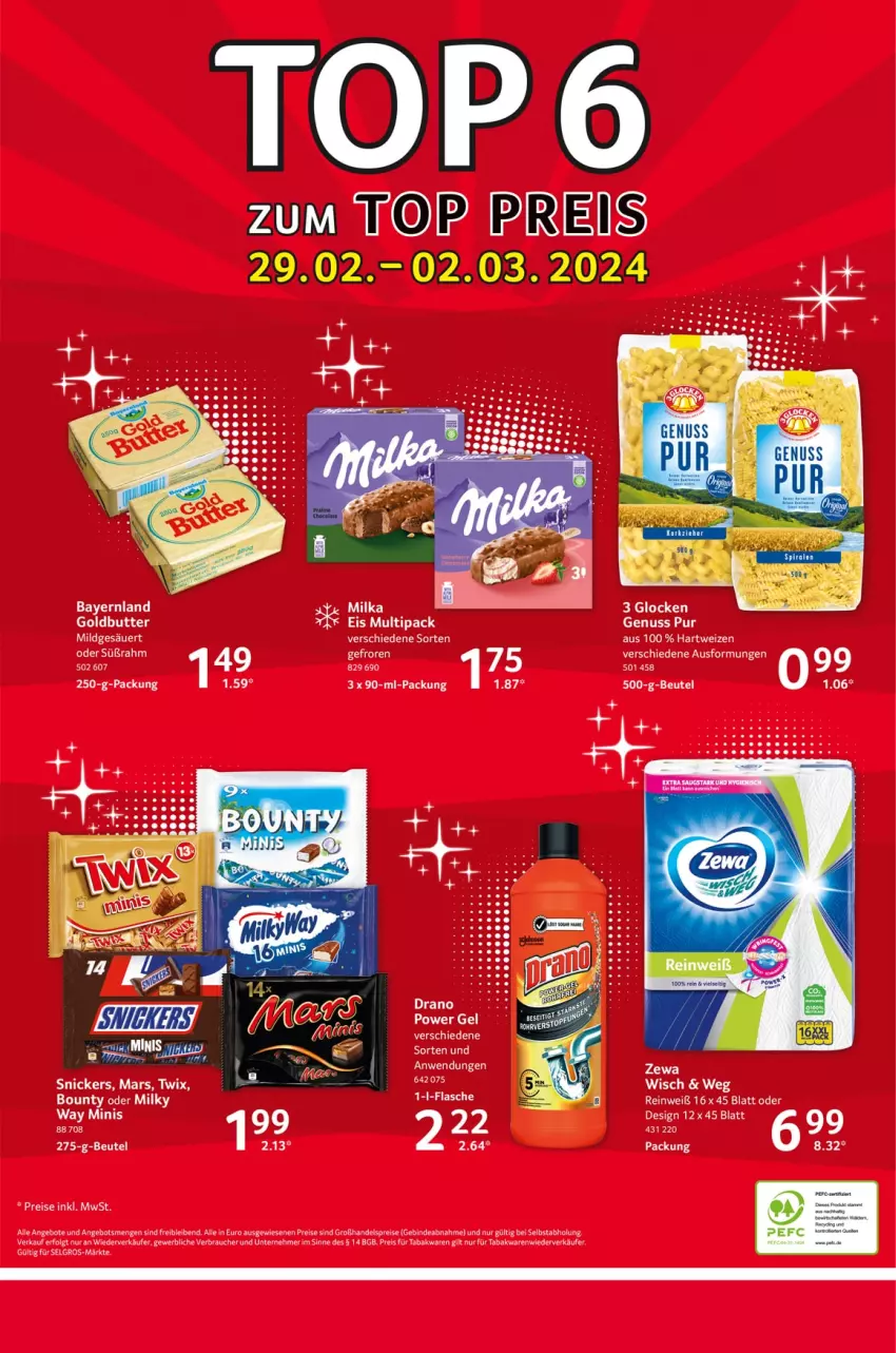 Aktueller Prospekt Selgros - Food - von 29.02 bis 06.03.2024 - strona 32 - produkty: angebot, angebote, beutel, bounty, butter, eis, ente, hartweizen, LG, mars, milka, nuss, Rauch, reis, snickers, Ti, twix