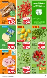 Gazetka promocyjna Kaufland - Prospekt - Gazetka - ważna od 24.01 do 24.01.2024 - strona 43 - produkty: angebot, angebote, auer, beere, beeren, brot, eis, erdbeere, erdbeeren, geback, hinterschinken, Käse, Koriander, kräuter, Krustenbrot, LG, milram, minze, natur, obst, petersilie, reis, Ria, Romatomaten, rosen, Rosenkohl, saft, Schal, Schale, schinken, schnittkäse, Ti, tisch, tomate, tomaten, trolli, und gemüse, zitrone, zitronen