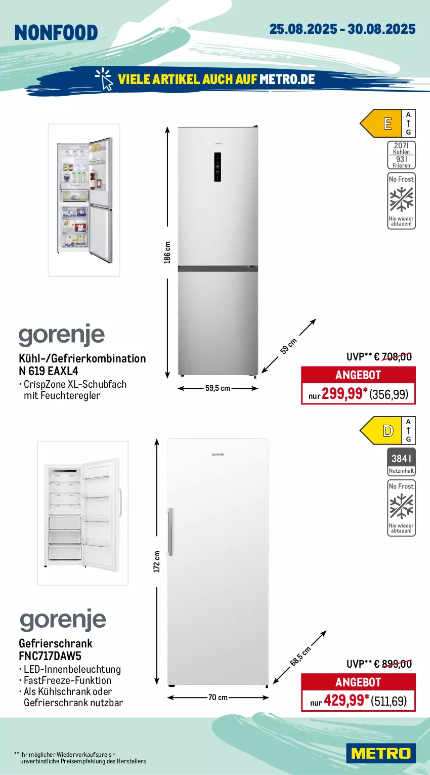 Aktueller Prospekt Metro - Wochen-Angebote - von 25.08 bis 30.08.2025 - strona 20 - produkty: angebot, Behälter, beleuchtung, eis, elle, gefrierkombination, gefrierschrank, hochdruckreiniger, kühlschrank, Metro, reiniger, reis, schlauch, Schrank, sonderposten, teller, Ti, Trockensauger