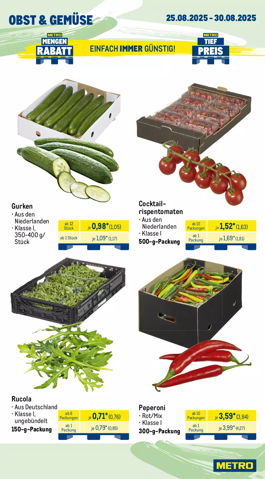 Aktueller Prospekt Metro - Wochen-Angebote - von 25.08 bis 30.08.2025 - strona 9 - produkty: alpro, angebot, camembert, cheddar, cocktail, cola, drink, gurke, gurken, kerrygold, Le Rustique, mac, mandel, milch, obst, peperoni, Peroni, rispentomaten, rucola, sahne, schlagsahne, Ti, tomate, tomaten, vanille, weihenstephan