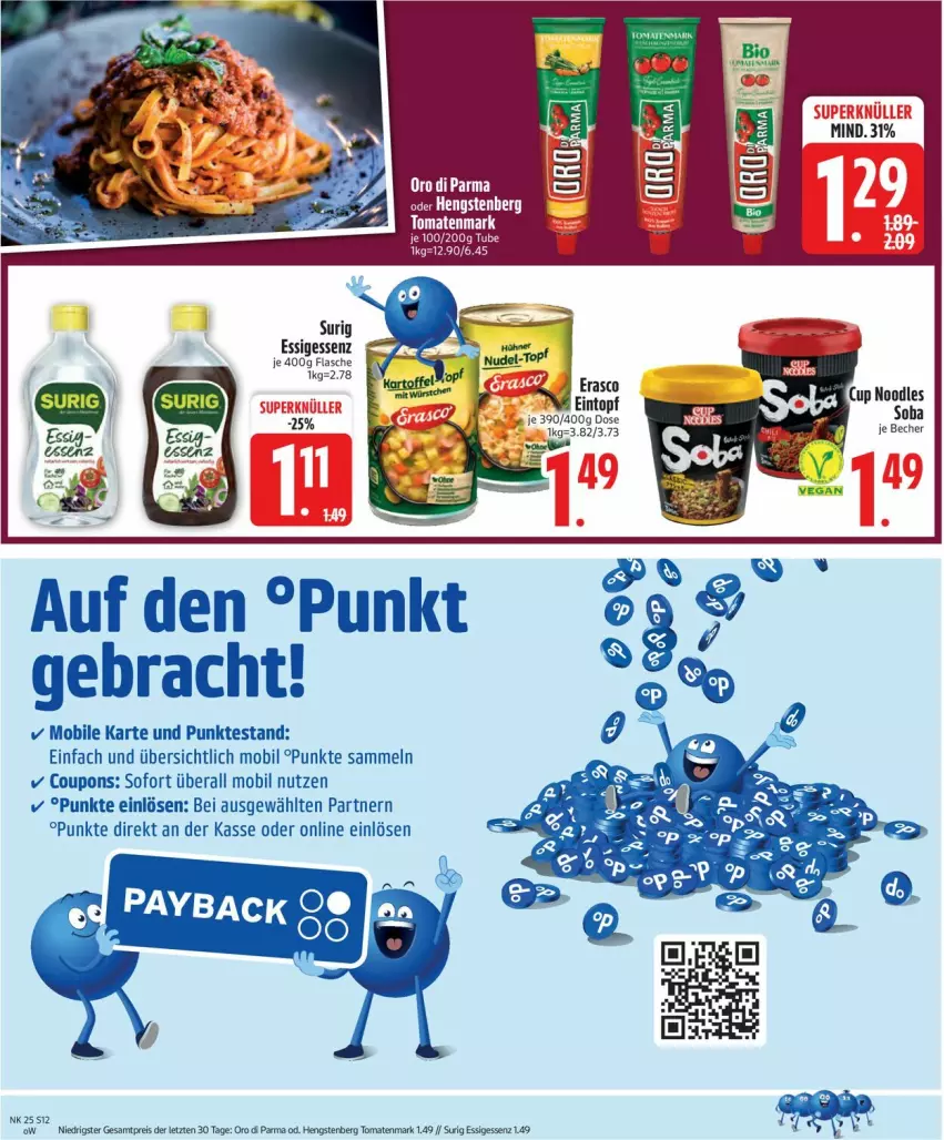 Aktueller Prospekt Edeka - Prospekte - von 16.06 bis 21.06.2025 - strona 14 - produkty: coupon, coupons, eintopf, eis, erasco, essig, flasche, hengstenberg, oro di parma, reis, tomate, tomaten, tomatenmark, topf, ZTE