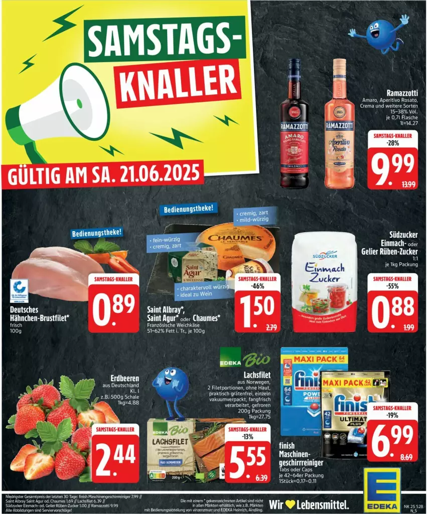 Aktueller Prospekt Edeka - Prospekte - von 16.06 bis 21.06.2025 - strona 30 - produkty: albray, amaro, aperitivo rosato, brustfilet, Cap, chaumes, eis, elle, filet, Finish, hähnchen-brustfilet, Käse, lachs, lachsfilet, mac, rama, ramazzott, ramazzotti, reis, rosato, rwe, saint albray, südzucker, tee, Ti, weichkäse, zott, ZTE, zucker