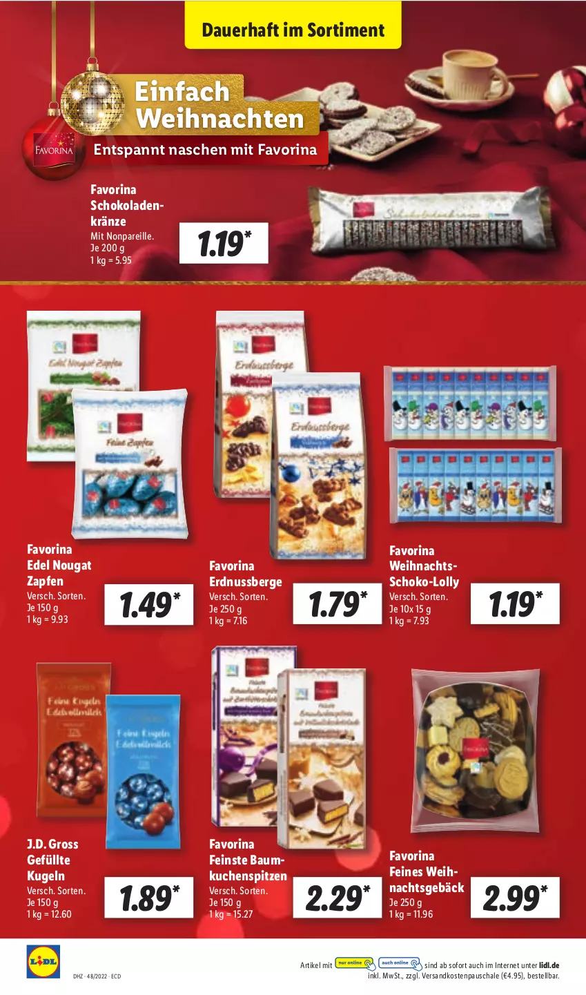 Aktueller Prospekt Lidl - Aktionsprospekt - von 28.11 bis 03.12.2022 - strona 62 - produkty: auer, Bau, erdnuss, kuchen, Kugel, ndk, nuss, Schal, Schale, schoko, schokolade, schokoladen, Ti, weihnachten