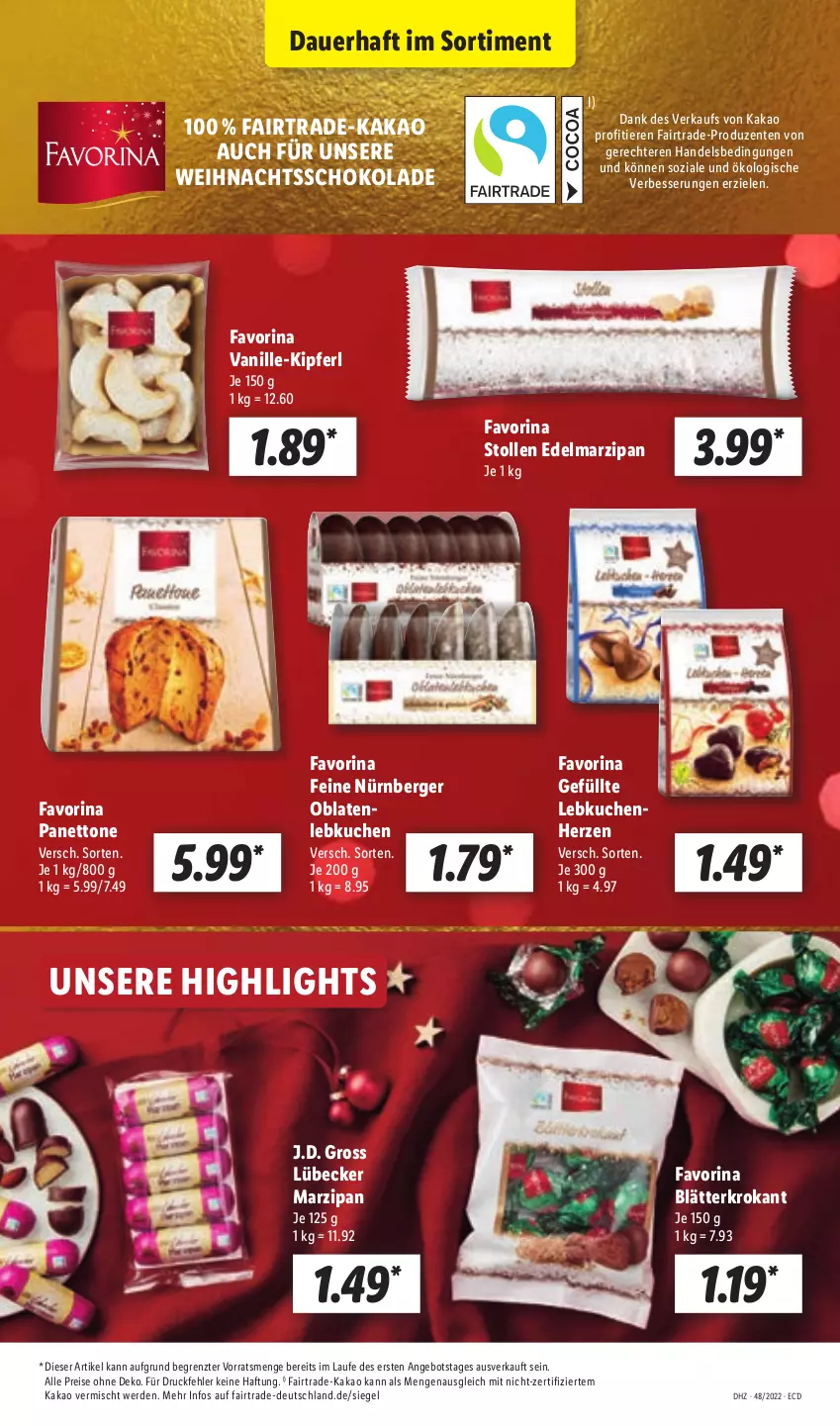 Aktueller Prospekt Lidl - Aktionsprospekt - von 28.11 bis 03.12.2022 - strona 63 - produkty: angebot, auer, Berger, Edelmarzipan, eis, ente, erde, kakao, kuchen, Lebkuchen, Lübecker, marzipan, nürnberger, Oblaten, reis, schoko, schokolade, Stollen, Ti, Tiere, vanille, Vanille-Kipferl, ZTE