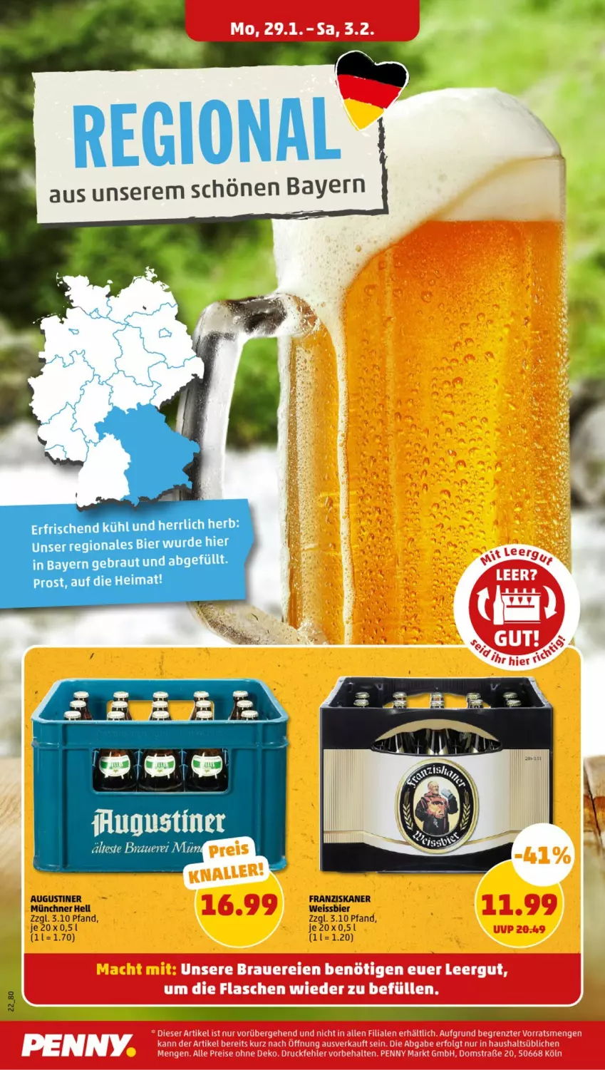 Aktueller Prospekt Penny - Prospekte - von 29.01 bis 03.02.2024 - strona 22 - produkty: auer, bier, franziskaner, Ti