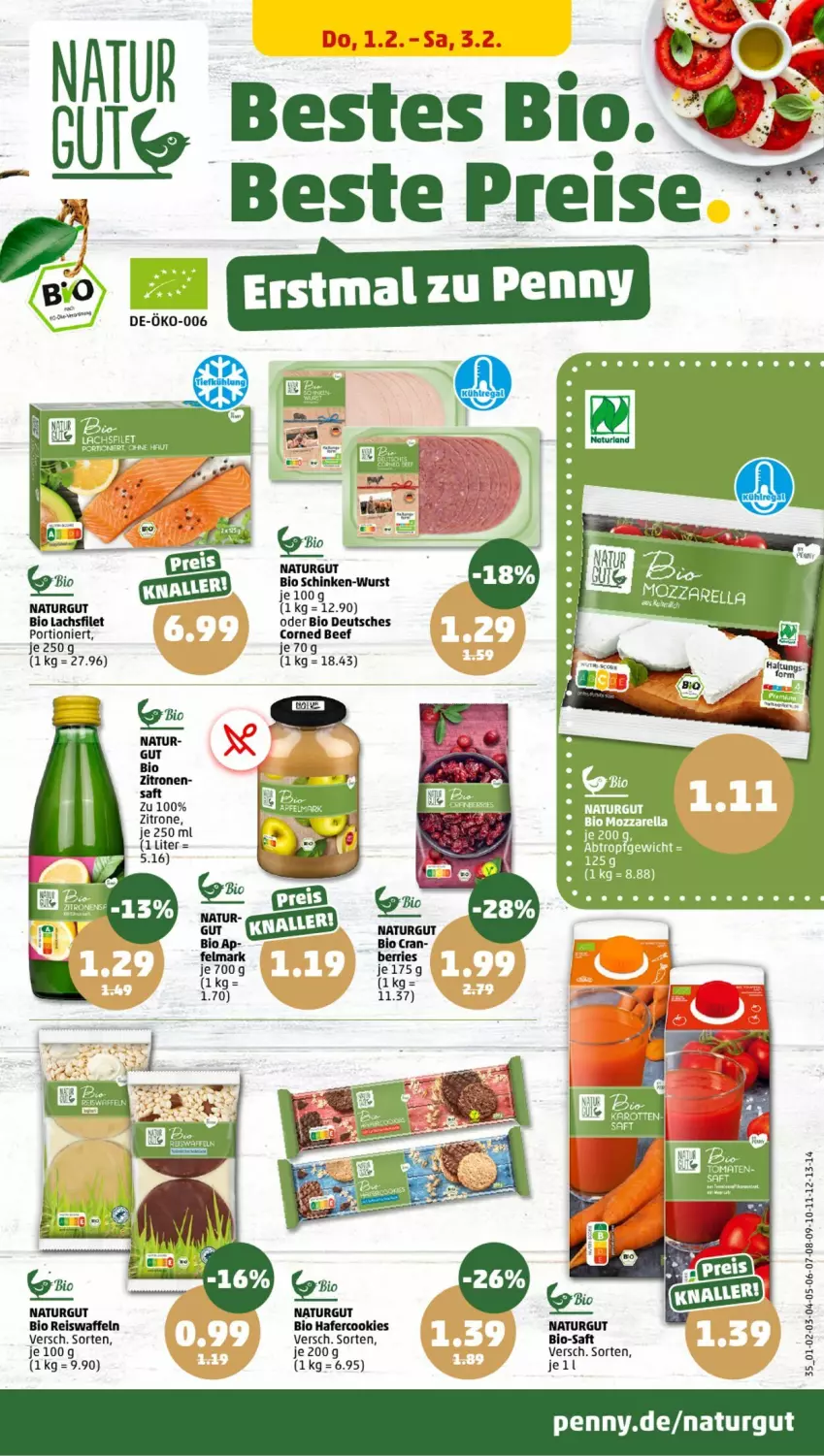 Aktueller Prospekt Penny - Prospekte - von 29.01 bis 03.02.2024 - strona 35 - produkty: beef, bio, cookie, cookies, corned beef, eis, eiswaffeln, filet, hafer, Hafercookies, lachs, lachsfilet, mozzarella, natur, reis, Reiswaffeln, rel, saft, schinken, Ti, waffeln, wurst