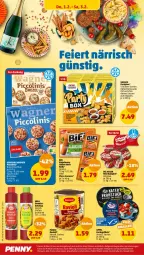 Gazetka promocyjna Penny - Prospekte - Gazetka - ważna od 03.02 do 03.02.2024 - strona 38 - produkty: babybel, bifi, brezel, curry, dip, eier, filet, filets, gewürz, gin, Hela, hering, Herings, heringsfilets, ketchup, mini babybel, original wagner, piccolinis, pizza, ring, salami, sauce, saucen, snack, snacks, Ti, vossko, wagner