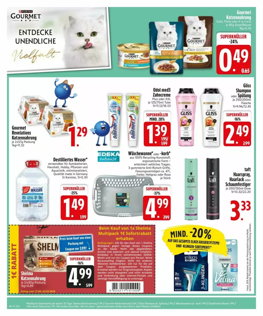 Aktueller Prospekt Edeka - Prospekte - von 17.03 bis 22.03.2025 - strona 24 - produkty: aqua, arla, auto, Autobatterien, batterie, batterien, Clin, coupon, creme, decke, erde, flasche, Germ, gliss, Haarlack, haarspray, Hobby, katzennahrung, korb, lack, LG, Odol, odol med, odol med3, pflanze, pflanzen, rwe, schaumfestiger, shampoo, spülung, Taft, tee, Ti, Wanne, wasser, zahncreme