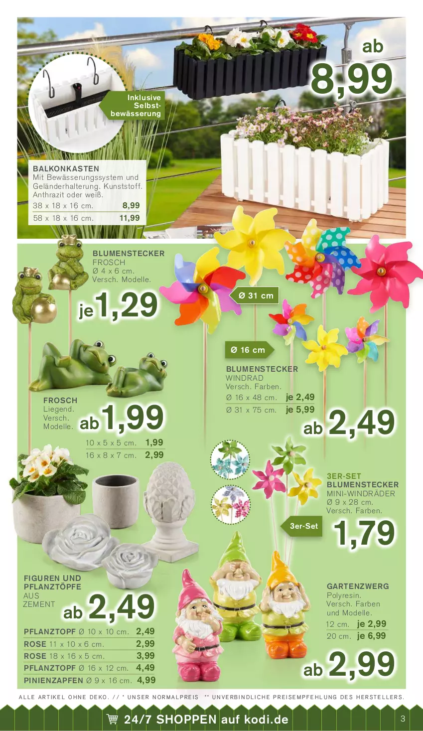 Aktueller Prospekt Kodi - Prospekte - von 17.04 bis 21.04.2022 - strona 3 - produkty: blume, blumen, dell, eis, elle, Frosch, Garten, Liege, Mode, Pflanztopf, reis, teller, Ti, topf, Zement