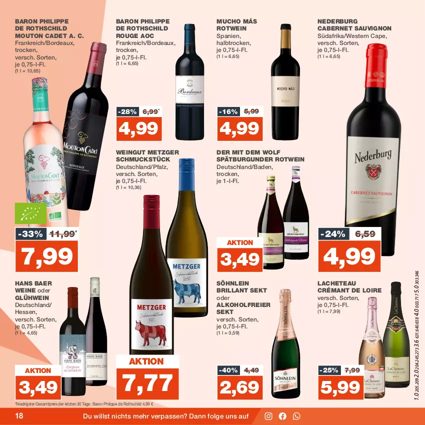 Aktueller Prospekt Real - von 13.11 bis 18.11.2023 - strona 18 - produkty: alkohol, Bad, brillant sekt, burgunder, cabernet, cabernet sauvignon, Cap, crémant de loire, eier, eis, Glühwein, LG, nederburg, reis, rotwein, rouge, sauvignon, Schmuck, sekt, söhnlein, söhnlein brillant, spätburgunder, Ti, wein, weine, Weste, ZTE