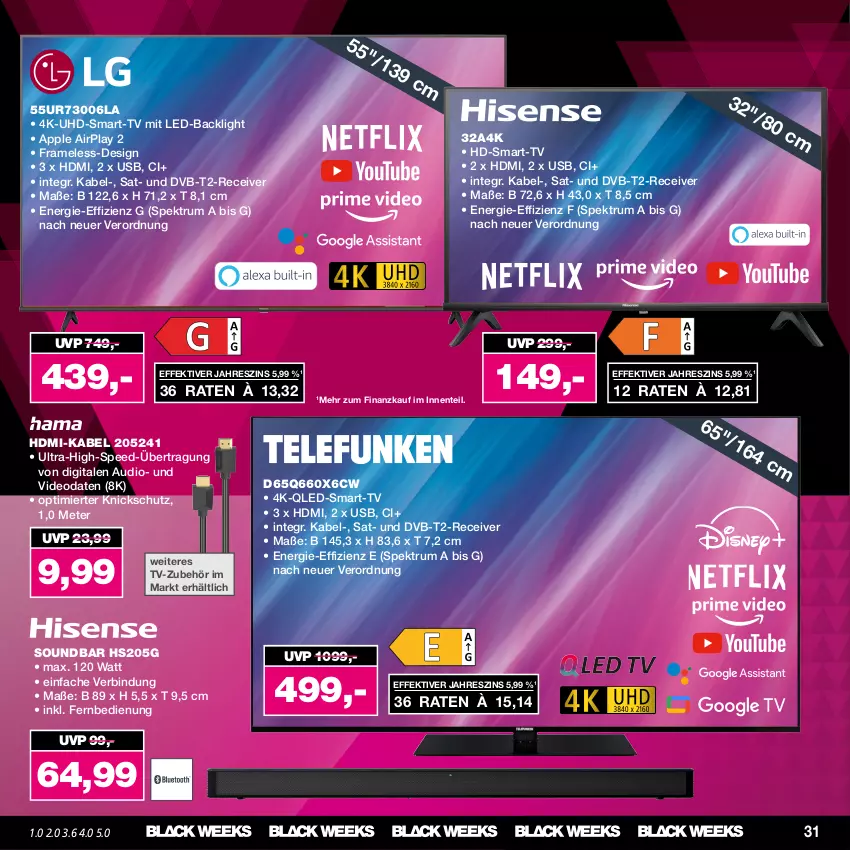 Aktueller Prospekt Real - von 13.11 bis 18.11.2023 - strona 31 - produkty: Apple, deo, dvb, DVB-T, ente, fernbedienung, HDMI, qled, Receiver, rum, soundbar, spee, Spektrum, Ti, uhd, usb