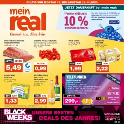 Gazetka promocyjna Real - Gazetka - ważna od 18.11 do 18.11.2023 - strona 1 - produkty: auer, braten, butter, dvb, DVB-T, ecco, eis, ferrero, Ferrero Rocher, frucht, fruchtsecco, HDMI, Kette, landliebe, Mon Chéri, Receiver, reis, Romatomaten, rotkäppchen, Rückenbraten, rum, Schal, Schale, schwein, schweine, schweinerücken, sekt, Spektrum, Ti, tomate, tomaten, uhd, usb, wein, weine, ZTE