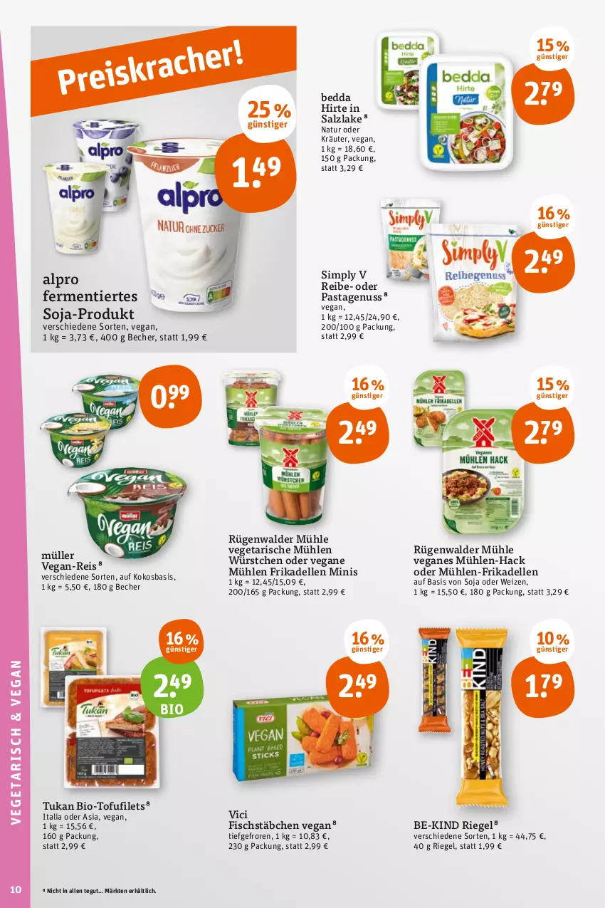 Aktueller Prospekt Tegut - Angebote der Woche - von 10.07 bis 15.07.2023 - strona 12 - produkty: alpro, Be-Kind, Becher, bio, dell, eis, elle, filet, filets, fisch, fischstäbchen, frikadellen, kokos, kräuter, Müller, natur, nuss, oder kräuter, pasta, reis, riegel, rügenwalder, rügenwalder mühle, salz, sim, soja, Ti, Tofu, Vegeta, würstchen