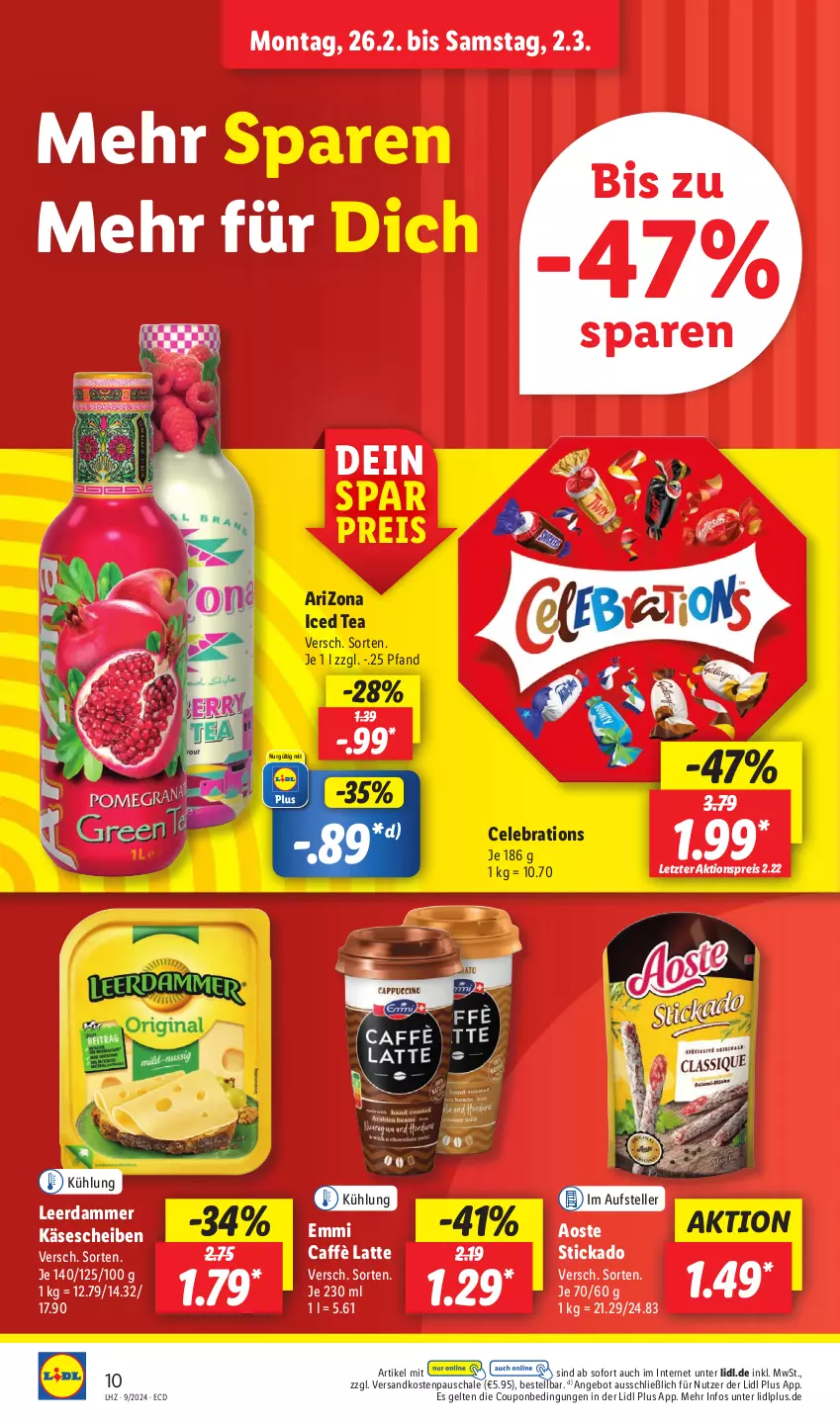 Aktueller Prospekt Lidl - Aktionsprospekt - von 26.02 bis 02.03.2024 - strona 12 - produkty: aktionspreis, angebot, aoste stickado, caffè latte, coupon, eis, elle, emmi, Käse, käsescheiben, latte, leerdammer, ndk, reis, Schal, Schale, stickado, teller, Ti, ZTE