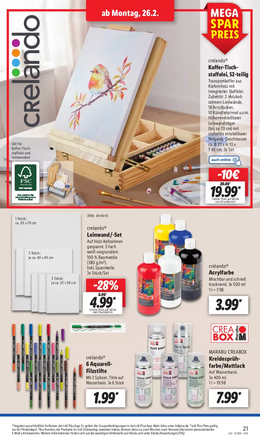 Aktueller Prospekt Lidl - Aktionsprospekt - von 26.02 bis 02.03.2024 - strona 25 - produkty: angebot, aqua, Bau, baumwolle, coupon, eis, Elan, Holz, koffer, Kreide, lack, Persona, Pinsel, reis, rel, Sport, stifte, Ti, tisch, wasser, wolle, ZTE